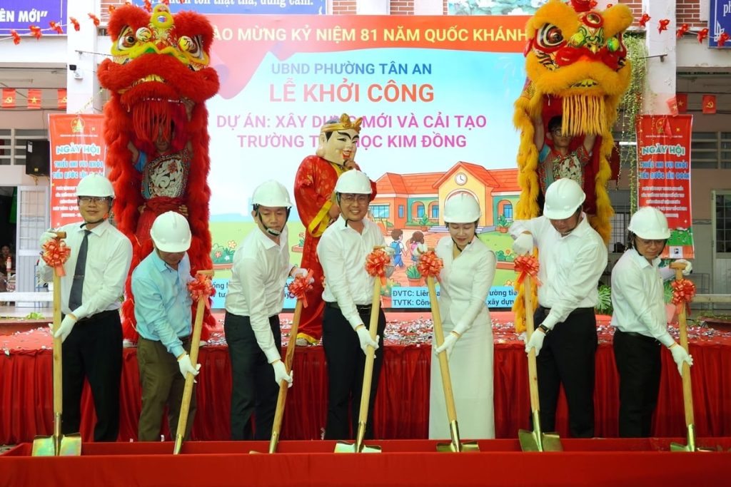 Lãnh đạo phường Tân An khởi công xây dựng trường Kim Đồng