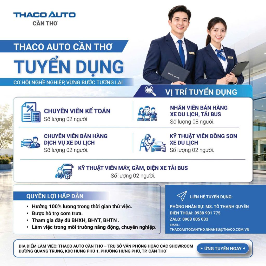 Thông tin chi tiết THACO AUTO Cần Thơ tuyển dụng
